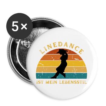 Geschenkidee: Line Dance ist mein Lebensstil - Buttons groß 56 mm (5er Pack) - Weiß - Vorne