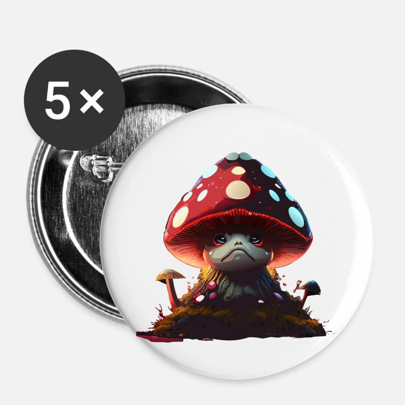 mad mushroom - Buttons large 2.2''/56 mm (5-pack) - white