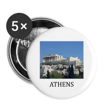 Akropolis von Athen, Griechenland - Buttons groß 56 mm (5er Pack) - Weiß - Vorne