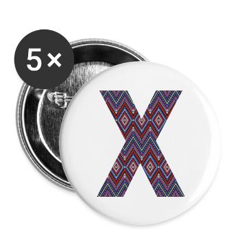 Monogramm Buchstabe X- geometrisches Muster - Buttons groß 56 mm (5er Pack) - Weiß - Vorne