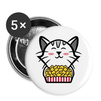Cat Movies Popcorn Cinema Binge Watching Cineaste - Lot de 5 grands badges (56 mm) - blanc - Devant