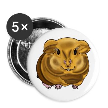 Beau cochon d’Inde aux motifs rayonnants. - Lot de 5 grands badges (56 mm) - blanc - Devant