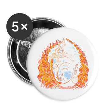 Neon - Buddha - Meditation in Flames - neg - Buttons groß 56 mm (5er Pack) - Weiß - Vorne