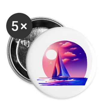 Sailing Sailboat Sailing Ship Sailing Sailing Sailor - Buttons large 2.2''/56 mm (5-pack) - white - Front