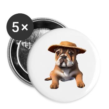 Chien Bulldog Chiens Propriétaires de chiens Propriétaires de chiens - Lot de 5 grands badges (56 mm) - blanc - Devant