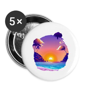 Soleil Vacances d’été Palm Island Palm Islands Beach - Lot de 5 grands badges (56 mm) - blanc - Devant