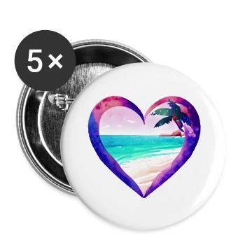 Summer Holiday Palm Beach Palm Islands Island Sun - Buttons large 2.2''/56 mm (5-pack) - white - Front