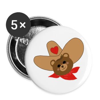 Western bear - Buttons large 2.2''/56 mm (5-pack) - white - Front