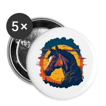 Portrait De Cheval - Lot de 5 grands badges (56 mm) - blanc - Devant