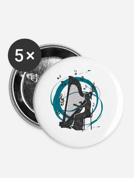 Harfenklänge - Buttons groß 56 mm (5er Pack) - Weiß