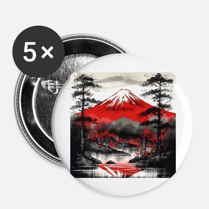 Mount Fuji and its magic - Buttons large 2.2''/56 mm (5-pack) - white