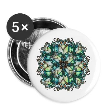 Art Nouveau rosette in transparent glass look - Buttons large 2.2''/56 mm (5-pack) - white - Front