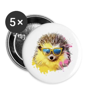 Zizo le hérisson - Lot de 5 grands badges (56 mm) - blanc - Devant