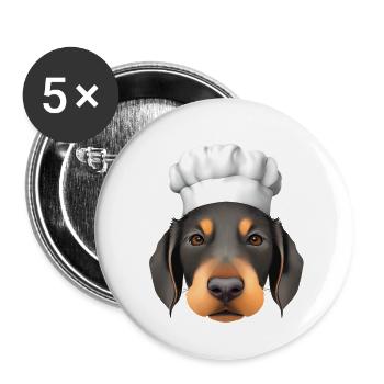 Doberman dresseur chien Doberman chiot Doberman - Lot de 5 grands badges (56 mm) - blanc - Devant