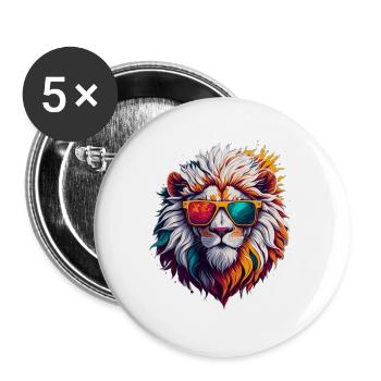 Neon Sunglass Lion - Buttons large 2.2''/56 mm (5-pack) - white - Front