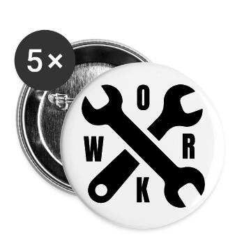 Artisan bricoleur Artisan Artisan Outil Construction - Lot de 5 grands badges (56 mm) - blanc - Devant