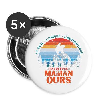 fabuleuse maman ours - Lot de 5 grands badges (56 mm) - blanc - Devant