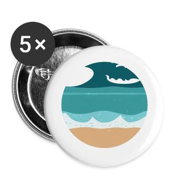 Beach with Waves Illustration - Buttons large 2.2''/56 mm (5-pack) - white - Front