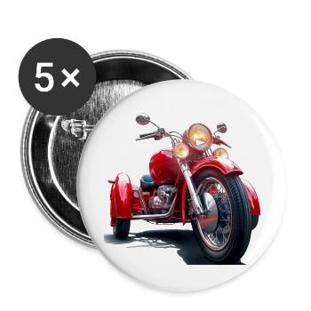 Die Faszination klassischer Motorräder und Trike - Buttons groß 56 mm (5er Pack) - Weiß - Vorne