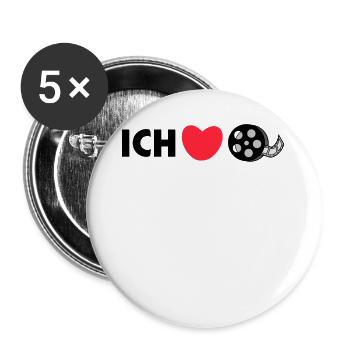 Déclaration de soirée cinéma Heart I Love Cinéma - Lot de 5 grands badges (56 mm) - blanc - Devant