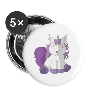 Petite licorne mignonne - Lot de 5 grands badges (56 mm) - blanc - Devant
