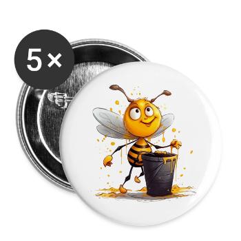 L’abeille a découvert le pot de miel sucré - Lot de 5 grands badges (56 mm) - blanc - Devant