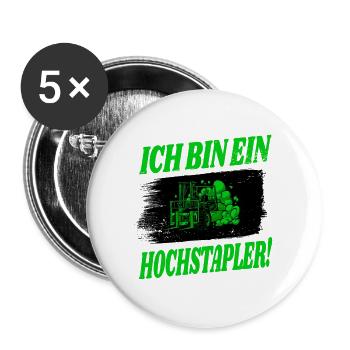 Gabelstapler Design - Buttons groß 56 mm (5er Pack) - Weiß - Vorne