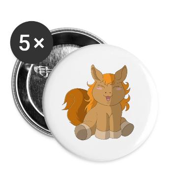 Little cute horse / pony (brown) - Buttons large 2.2''/56 mm (5-pack) - white - Front