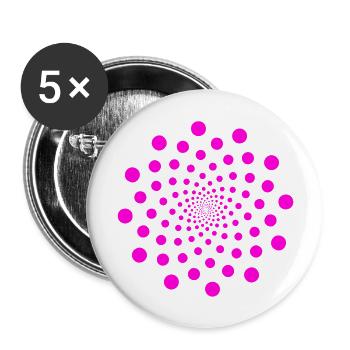 Om signe chakra fleur infini rose néon - Lot de 5 grands badges (56 mm) - blanc - Devant