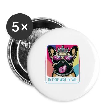 Hartnäckiger Mops - Buttons groß 56 mm (5er Pack) - Weiß - Vorne
