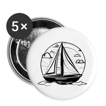 Voilier Voilier Voilier Voilier Marin - Lot de 5 grands badges (56 mm) - blanc - Devant
