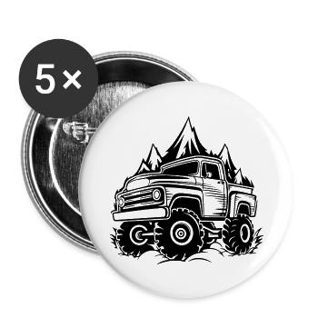 Monster Truck Monster Truck Lover Fan - Buttons large 2.2''/56 mm (5-pack) - white - Front