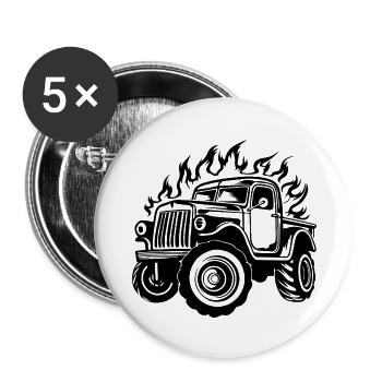 Monster Truck Monster Truck Lover Fan - Buttons large 2.2''/56 mm (5-pack) - white - Front