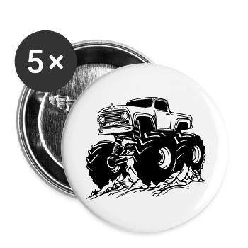 Monster Truck Monster Truck Lover Fan - Lot de 5 grands badges (56 mm) - blanc - Devant