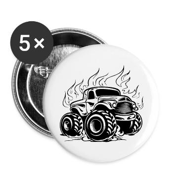 Monster Truck Monster Truck Lover Fan - Lot de 5 grands badges (56 mm) - blanc - Devant