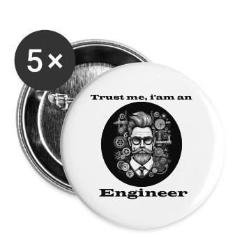 Trust me Engineer - Buttons groß 56 mm (5er Pack) - Weiß - Vorne