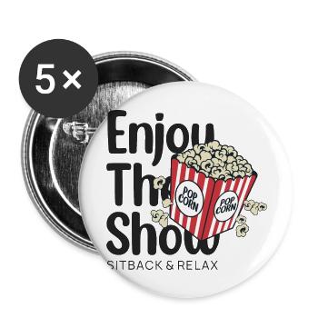 Enjoy The Show b - Buttons groß 56 mm (5er Pack) - Weiß - Vorne