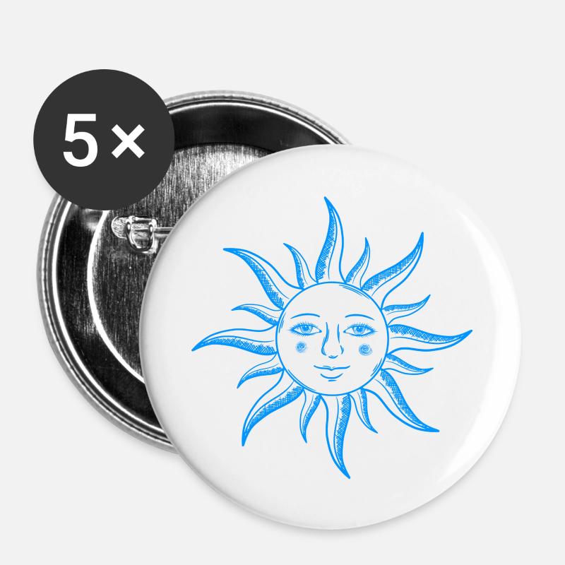 Sun Face Sacred Geometry Yoga Simple Shape - Buttons large 2.2''/56 mm (5-pack) - white