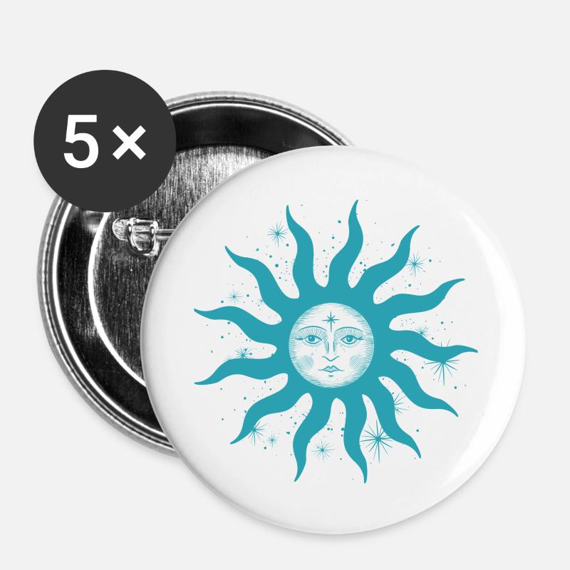 sun face yoga simple shape symbol summer - Buttons large 2.2''/56 mm (5-pack) - white