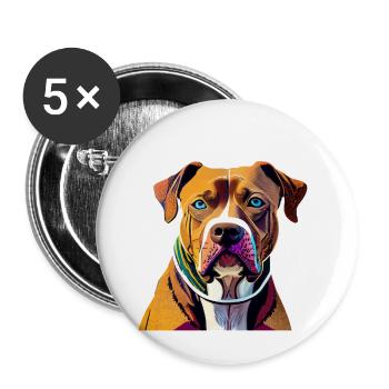 American Staffordshire Terrier - Lot de 5 grands badges (56 mm) - blanc - Devant