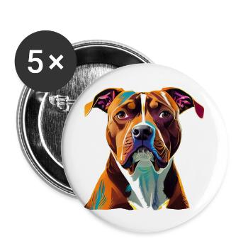 Chien American Staffordshire Terrier - Lot de 5 grands badges (56 mm) - blanc - Devant