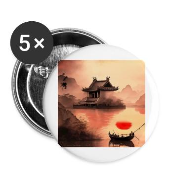 Japon Beautiful Artwork Design - Lot de 5 grands badges (56 mm) - blanc - Devant