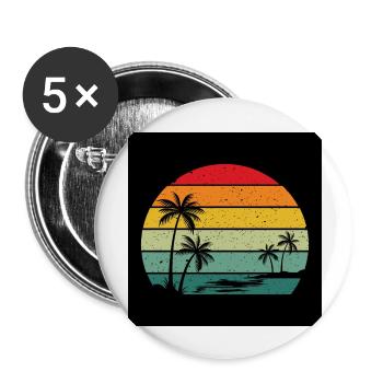 Retro Sunset - Buttons large 2.2''/56 mm (5-pack) - white - Front