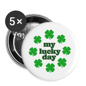 Mein Glückstag - Buttons groß 56 mm (5er Pack) - Weiß - Vorne