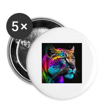 Tiger Portrait Gesicht Color RGB fotorealistic - Buttons groß 56 mm (5er Pack) - Weiß - Vorne