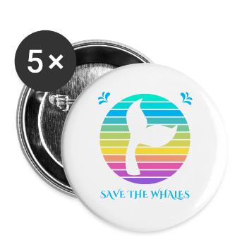 Save the whales - Buttons large 2.2''/56 mm (5-pack) - white - Front