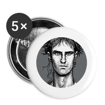 S/W Abstract Men Portrait - Buttons groß 56 mm (5er Pack) - Weiß - Vorne