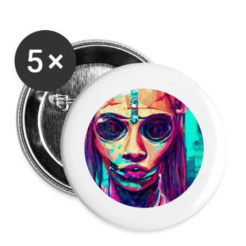 Abstract - Skull Woman - Buttons groß 56 mm (5er Pack) - Weiß - Vorne