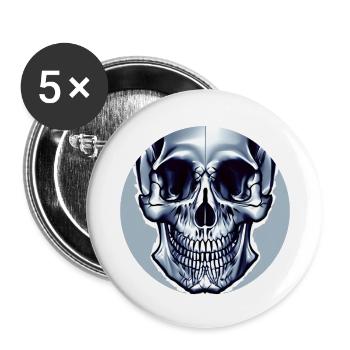 Grey Skull - Abstract - Buttons groß 56 mm (5er Pack) - Weiß - Vorne