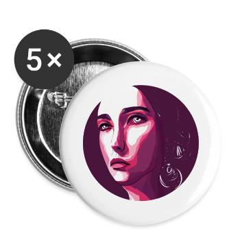 Red Woman Portrait - Abstract - Buttons groß 56 mm (5er Pack) - Weiß - Vorne